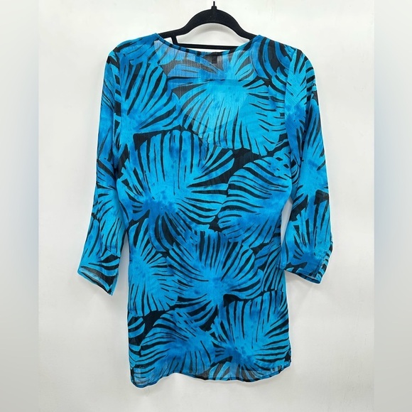 TOMMY BAHAMA Coastal Vacation Blue-black woman leaf beach summer swim cover S - Picture 2 of 11